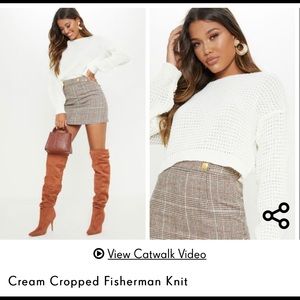 <<SOLD>> NWT PLT Cream cropped knit sweater